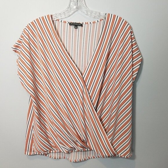 Adrianna Papell Suplice Faux Wrap Blouse Large - Picture 2 of 7